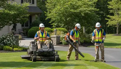 Fort Worth, TX tree service crew trimming and maintaining healthy yard trees