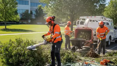 Fort Worth, TX tree service crew removing overgrown shrubs safely and efficiently
