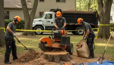Fort Worth, TX stump removal by Arbor Tree Care clearing an old stump from a residential yard