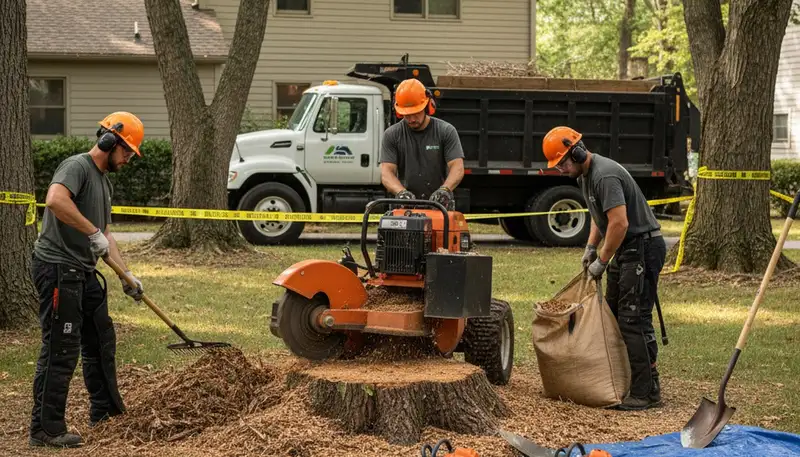 Fort Worth, TX stump removal by Arbor Tree Care clearing an old stump from a residential yard