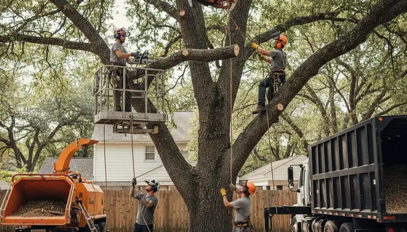 Fort Worth, TX tree service removing hazardous and storm-damaged trees