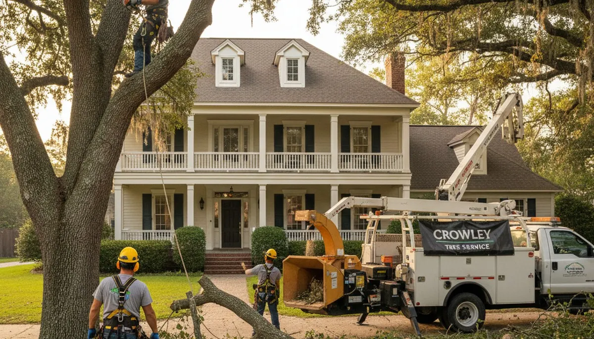 Fort Worth, TX tree service team trimming trees for residential and commercial properties