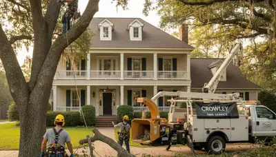 Fort Worth, TX tree service team trimming trees for residential and commercial properties