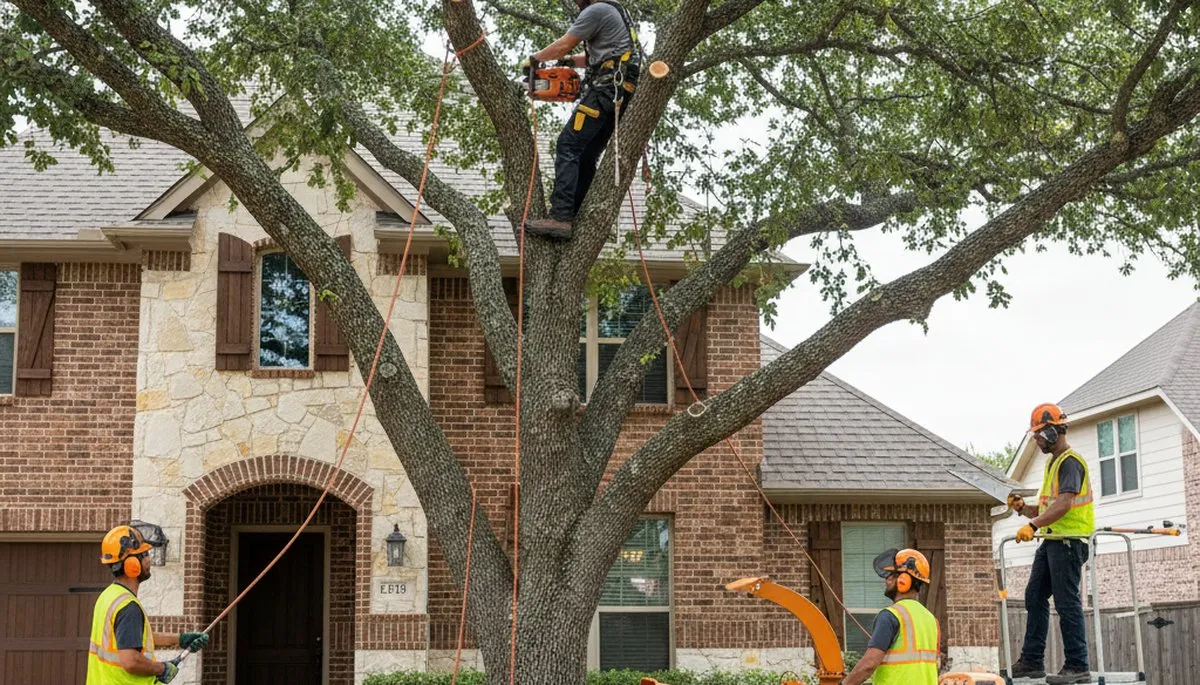 Tree service crew in Fort Worth, TX providing professional tree trimming and removal services