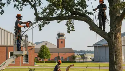 Tree service crew trimming a tree in Fort Worth, TX for safe, professional maintenance