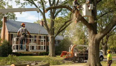 Fort Worth TX tree trimming crew providing professional tree service for homeowners