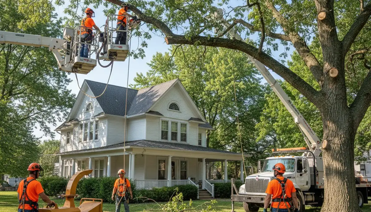 Tree service crew trimming trees in Fort Worth, TX for safe, professional property care